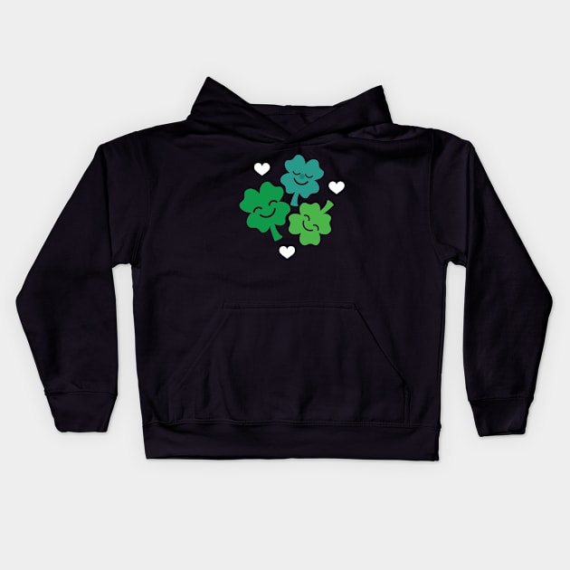 Cute Four Leaf Clovers and Hearts! Kids Hoodie by VicEllisArt